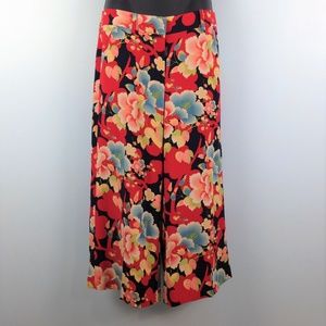 ANN TAYLOR LOFT Floral Fluid Pants Wide Leg Ankle